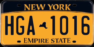 NY license plate HGA1016