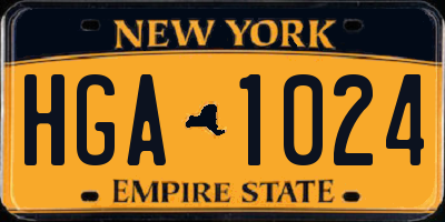 NY license plate HGA1024
