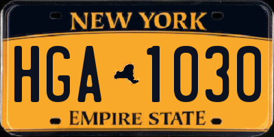 NY license plate HGA1030