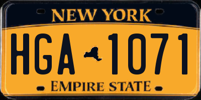 NY license plate HGA1071