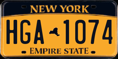 NY license plate HGA1074
