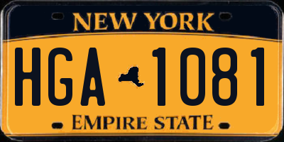 NY license plate HGA1081