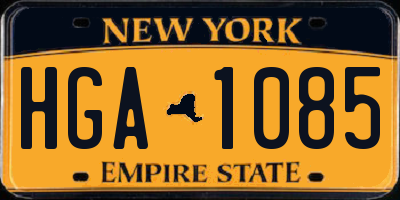 NY license plate HGA1085