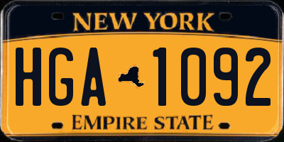 NY license plate HGA1092