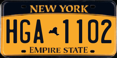 NY license plate HGA1102