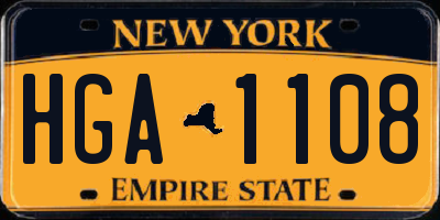 NY license plate HGA1108