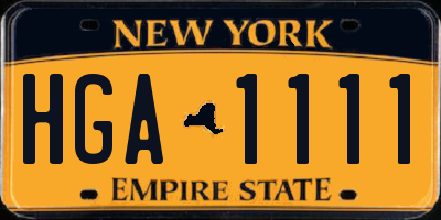 NY license plate HGA1111