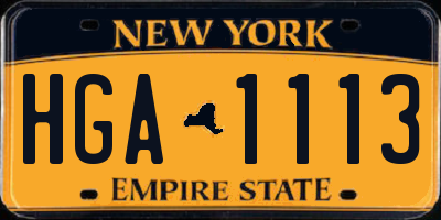 NY license plate HGA1113