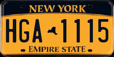 NY license plate HGA1115