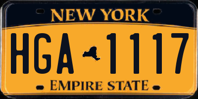 NY license plate HGA1117