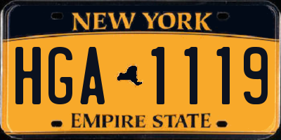 NY license plate HGA1119