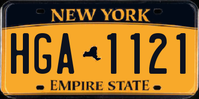 NY license plate HGA1121