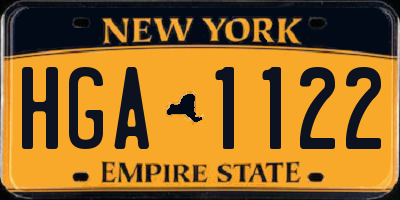 NY license plate HGA1122