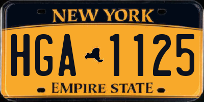 NY license plate HGA1125