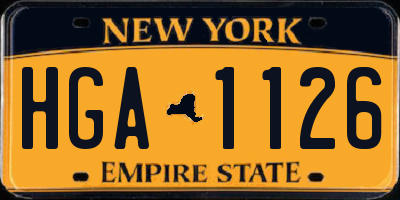 NY license plate HGA1126