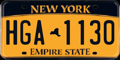 NY license plate HGA1130