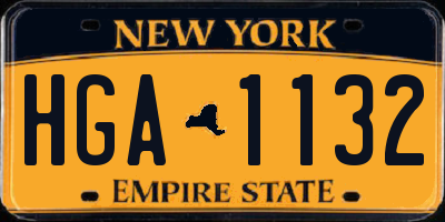 NY license plate HGA1132