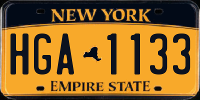 NY license plate HGA1133