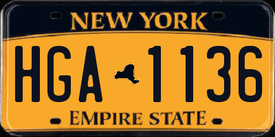 NY license plate HGA1136