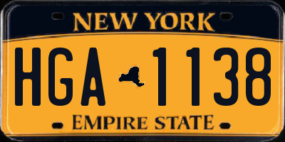 NY license plate HGA1138