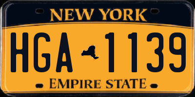 NY license plate HGA1139