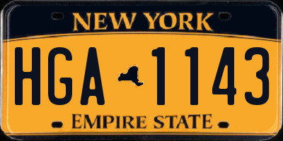 NY license plate HGA1143