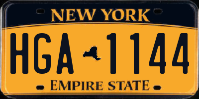 NY license plate HGA1144