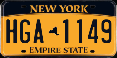 NY license plate HGA1149