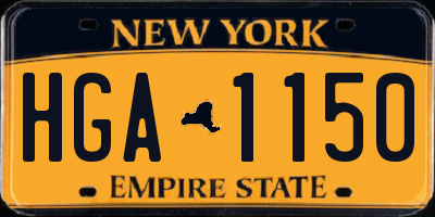 NY license plate HGA1150