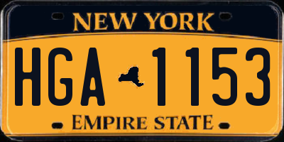 NY license plate HGA1153