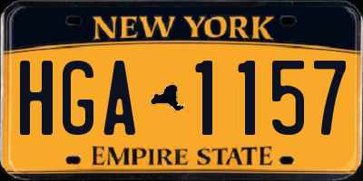NY license plate HGA1157