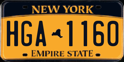 NY license plate HGA1160