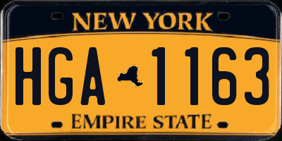 NY license plate HGA1163