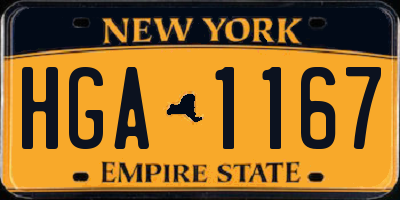 NY license plate HGA1167