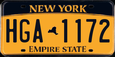 NY license plate HGA1172