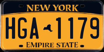 NY license plate HGA1179