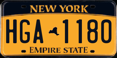 NY license plate HGA1180