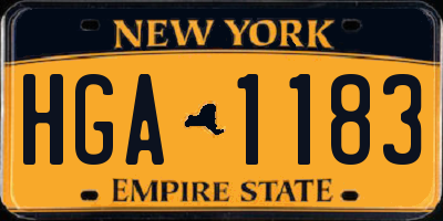 NY license plate HGA1183