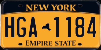 NY license plate HGA1184