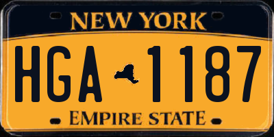 NY license plate HGA1187