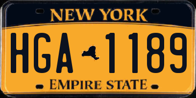 NY license plate HGA1189