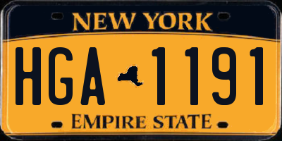 NY license plate HGA1191