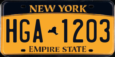 NY license plate HGA1203