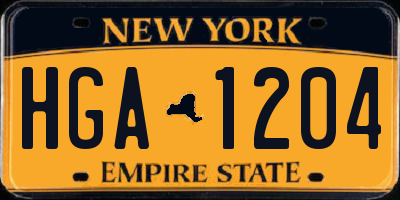 NY license plate HGA1204