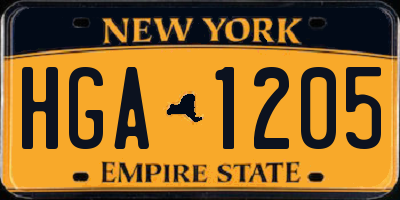 NY license plate HGA1205