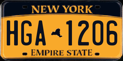 NY license plate HGA1206