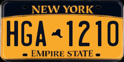 NY license plate HGA1210