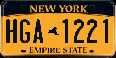 NY license plate HGA1221