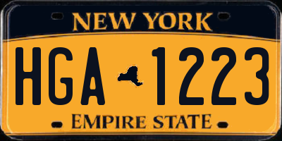 NY license plate HGA1223