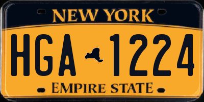 NY license plate HGA1224